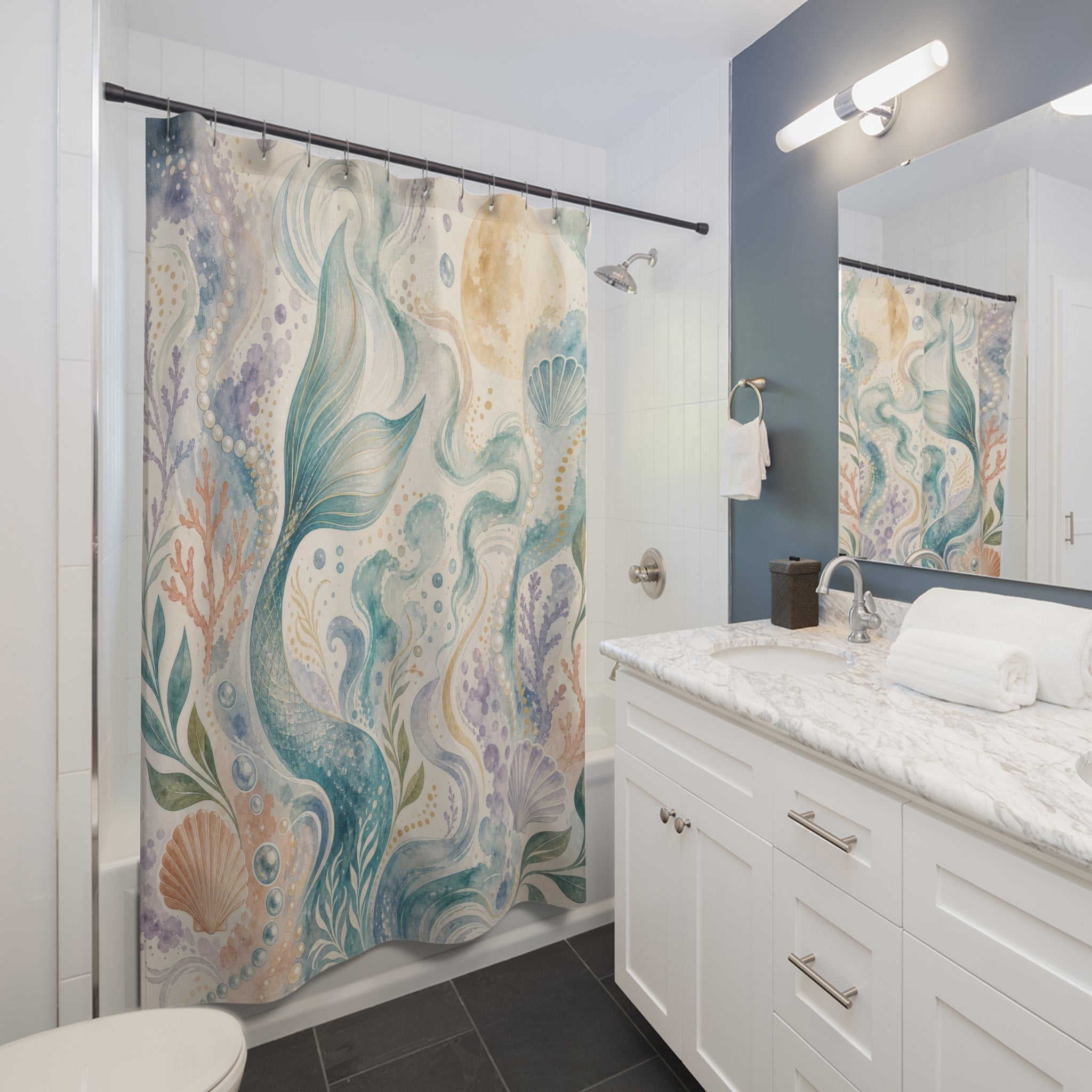 Mermaid Ocean Nautical Shower Curtain