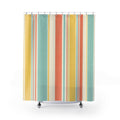 Striped Shower Curtain, Pastel Retro Vertical Stripe Pattern, Mint Coral Bathroom Decor, Cheerful Pastel Wall Decor Guest Bath Wall Gift