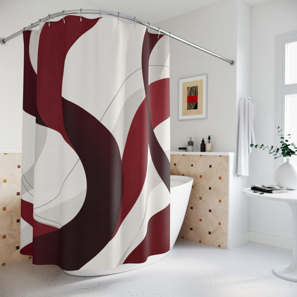 Modern Abstract Ribbon Red Shower Curtain