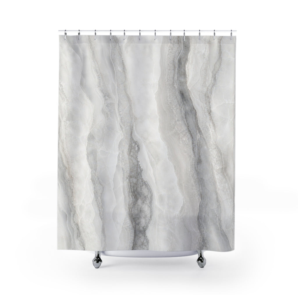 Grey White Marble Shower Curtain