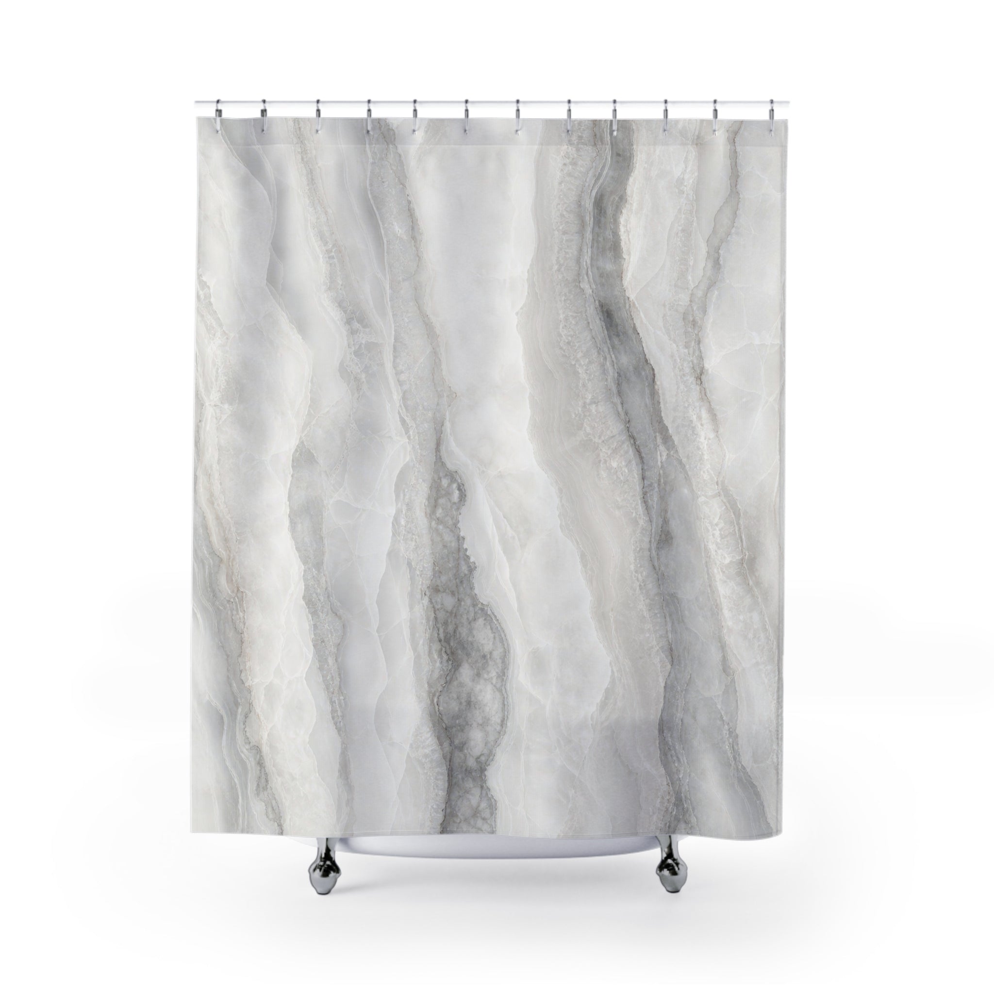 Grey White Marble Shower Curtain