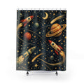 Kids Space Shower Curtain – Navy Rocket Galaxy