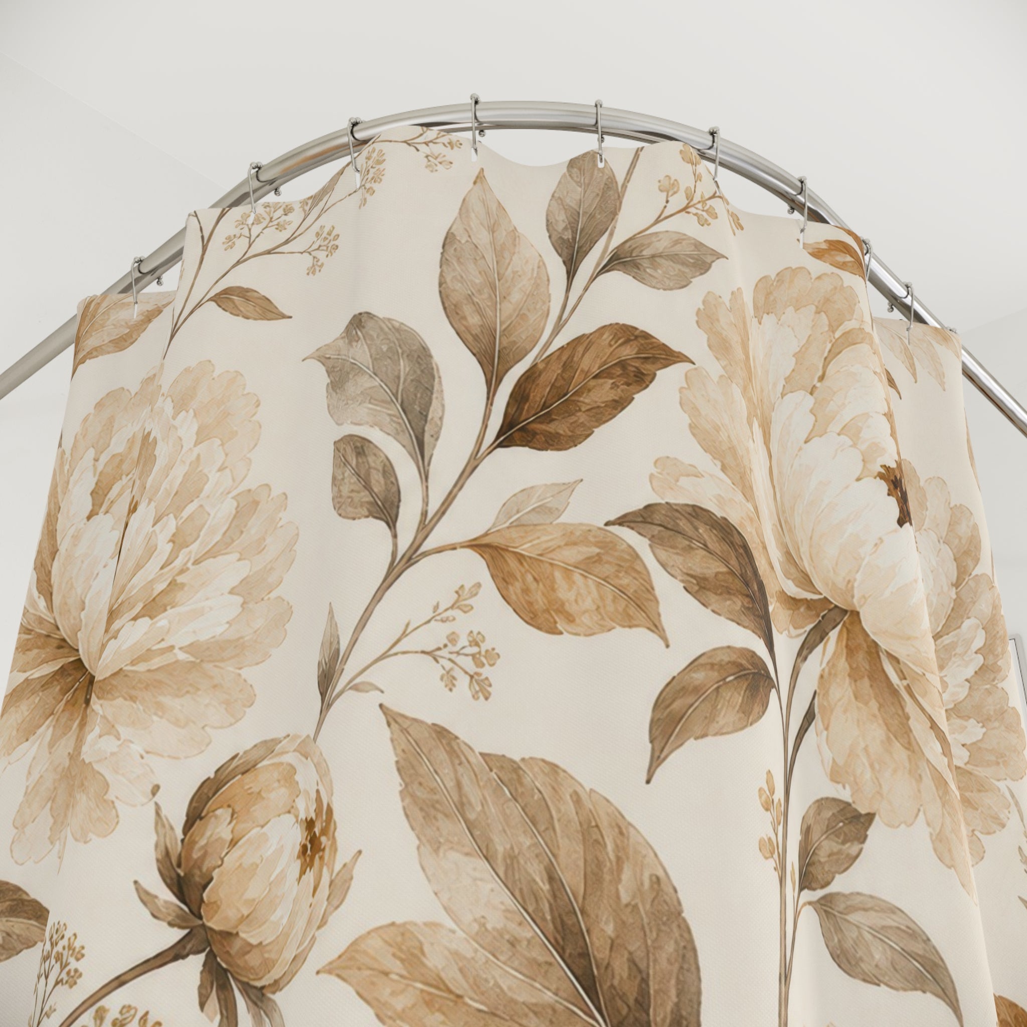 Large Cream Blossom Botanical Shower Curtain