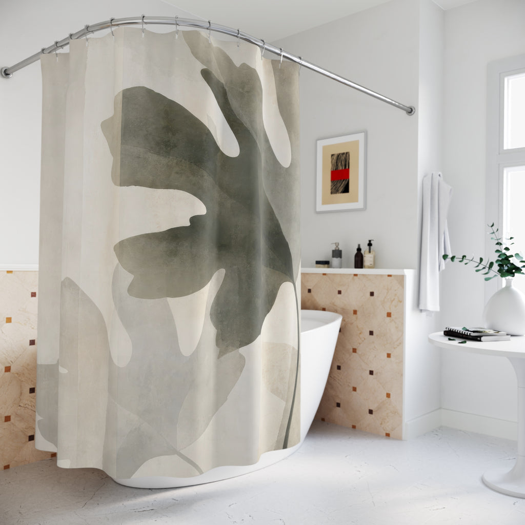 Green Botanical Leaf Shower Curtain