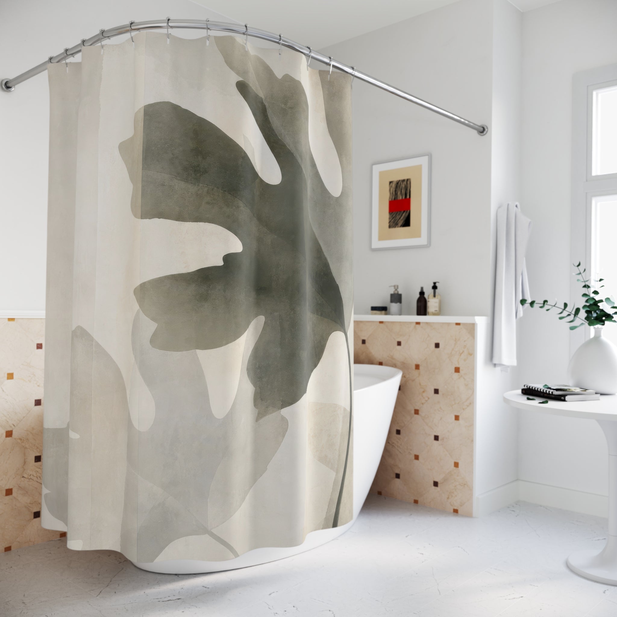 Green Botanical Leaf Shower Curtain