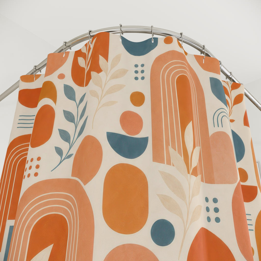Orange Mid Century Shower Curtain