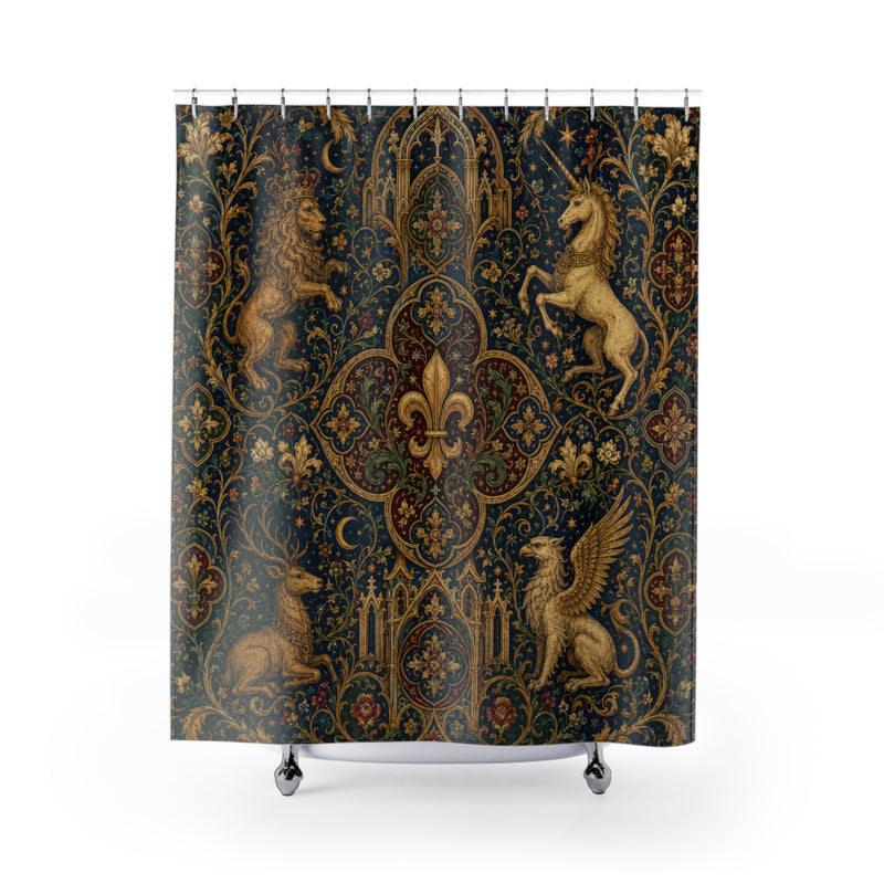 Medieval Shower Curtain: Heraldic Tapestry