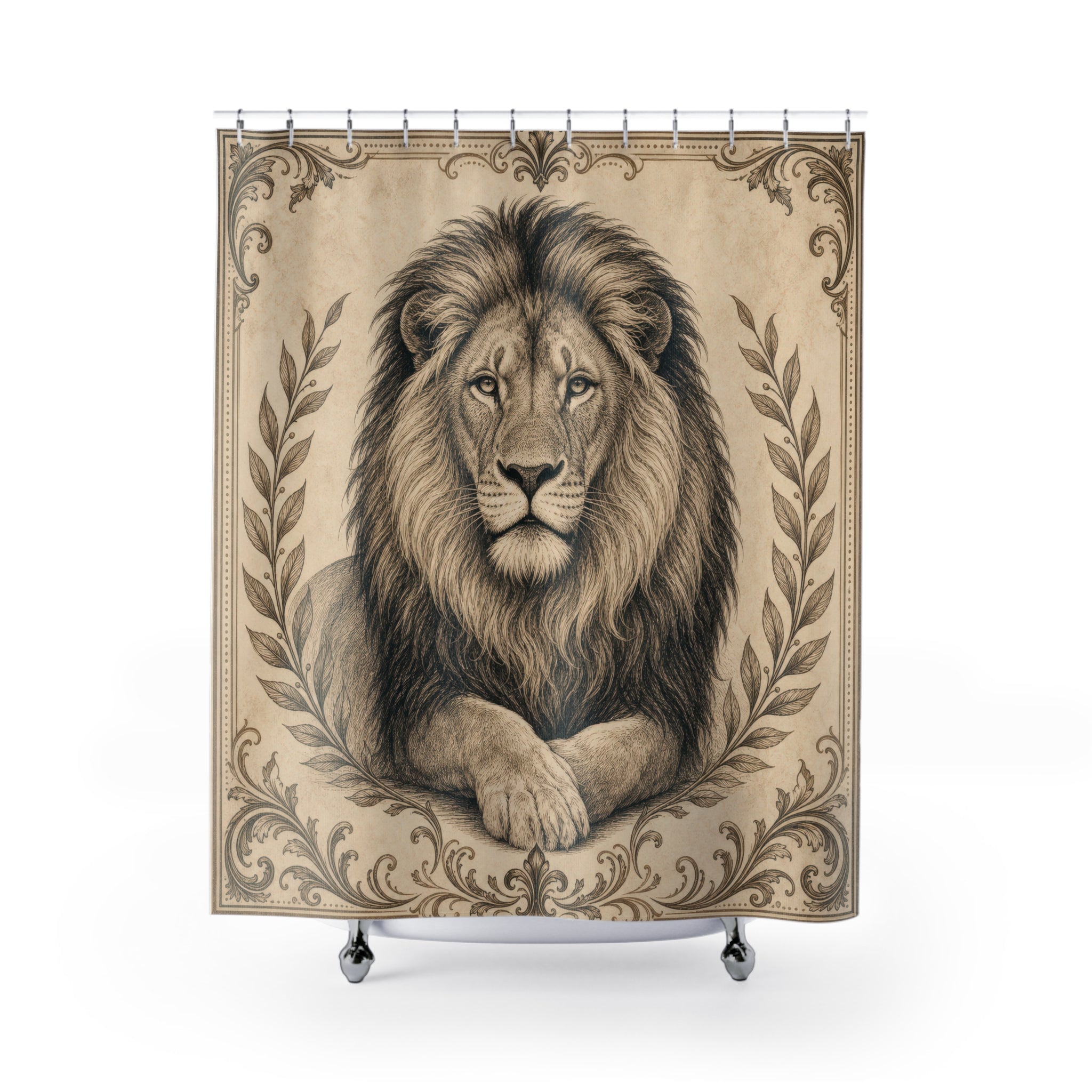 Vintage Framed Animal Portrait Shower Curtain