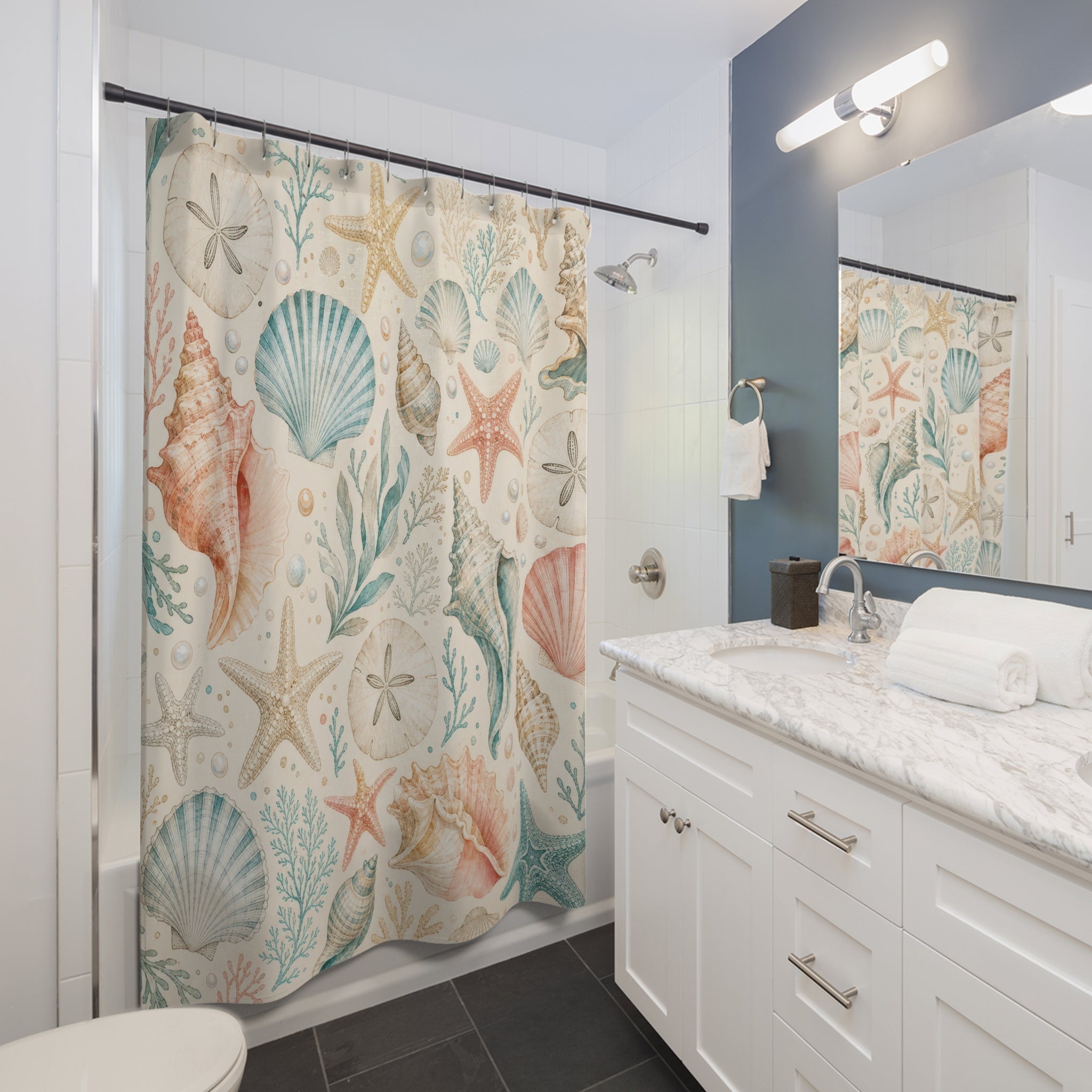 Seashell Starfish Shower Curtain