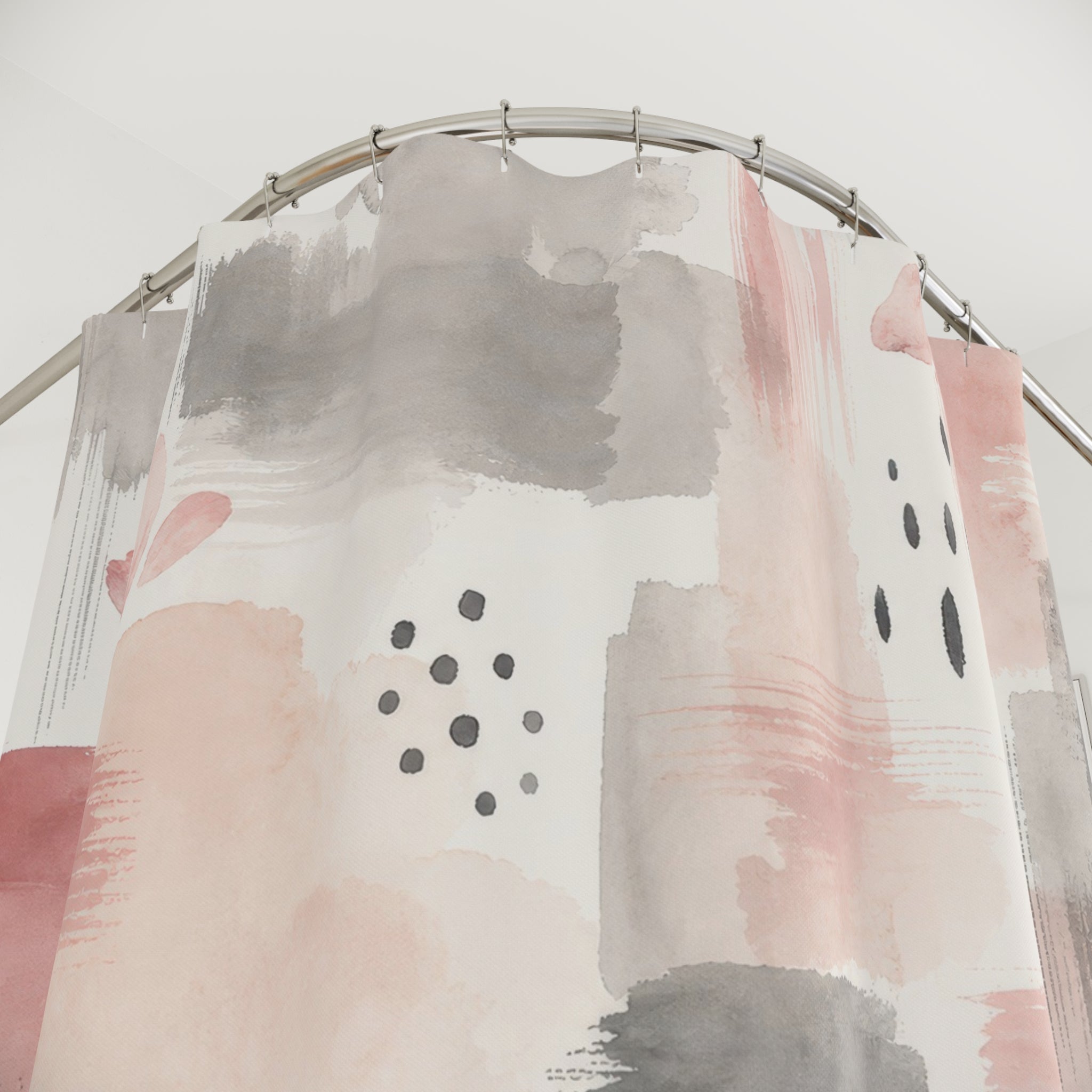 Gray Pink Watercolor Floral Shower Curtain