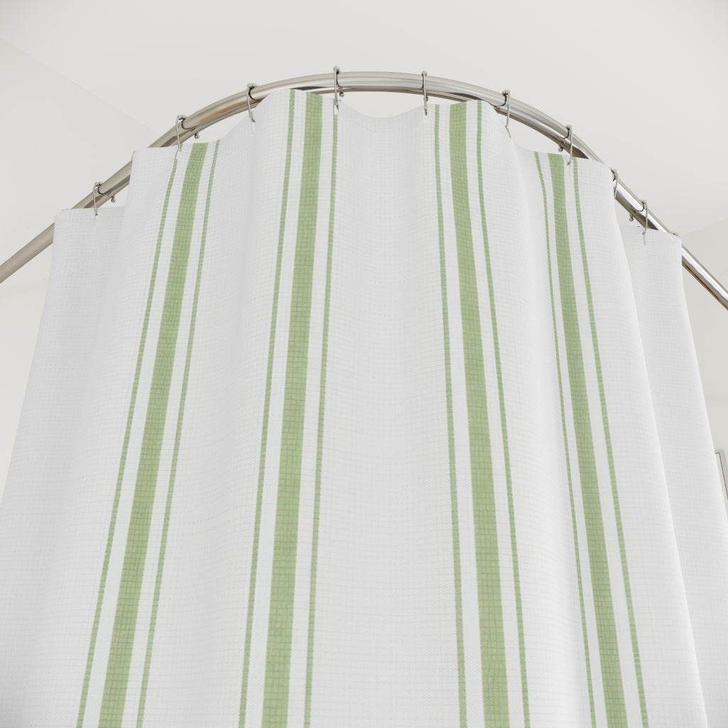 Ticking Stripe Sage Green Shower Curtain