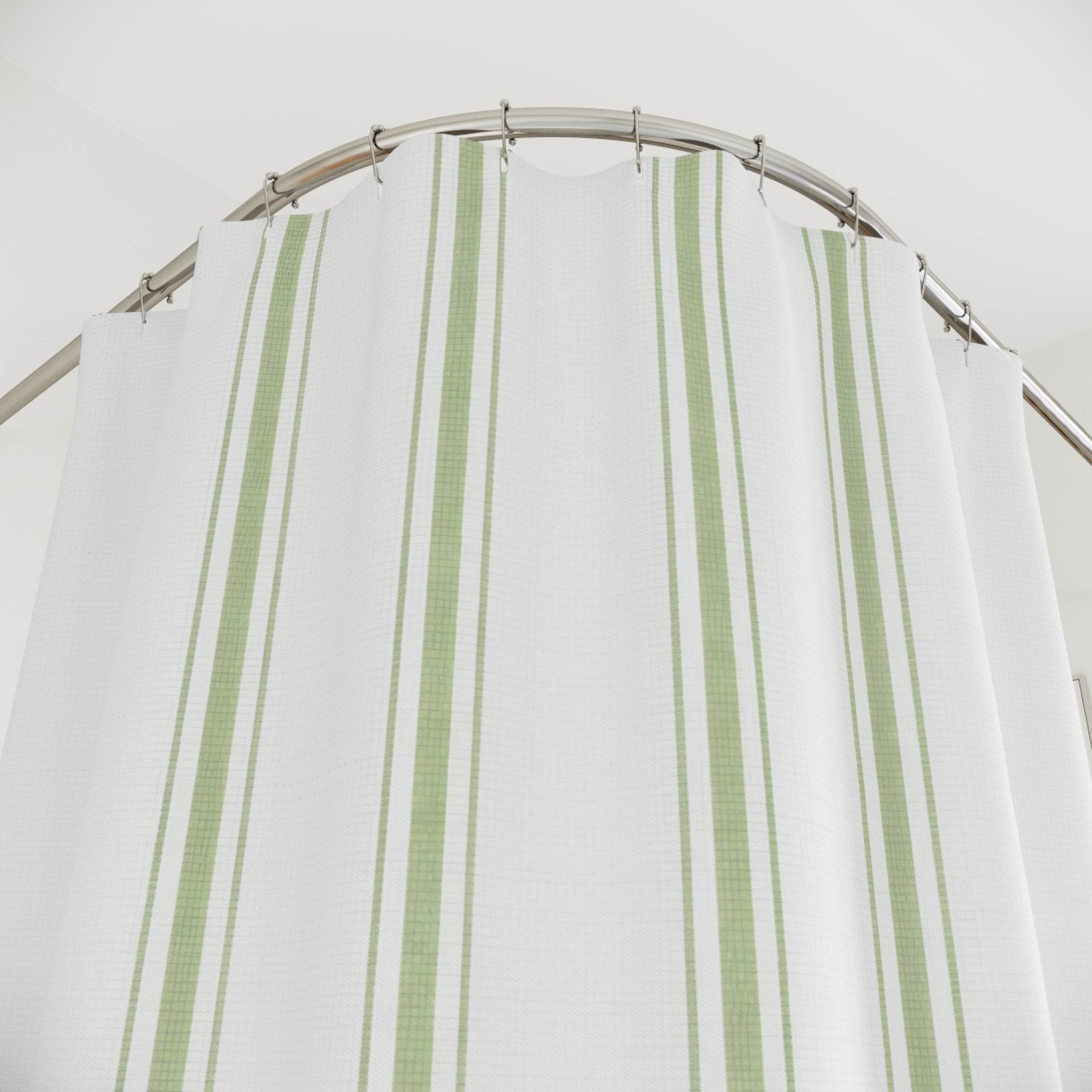 Ticking Stripe Sage Green Shower Curtain