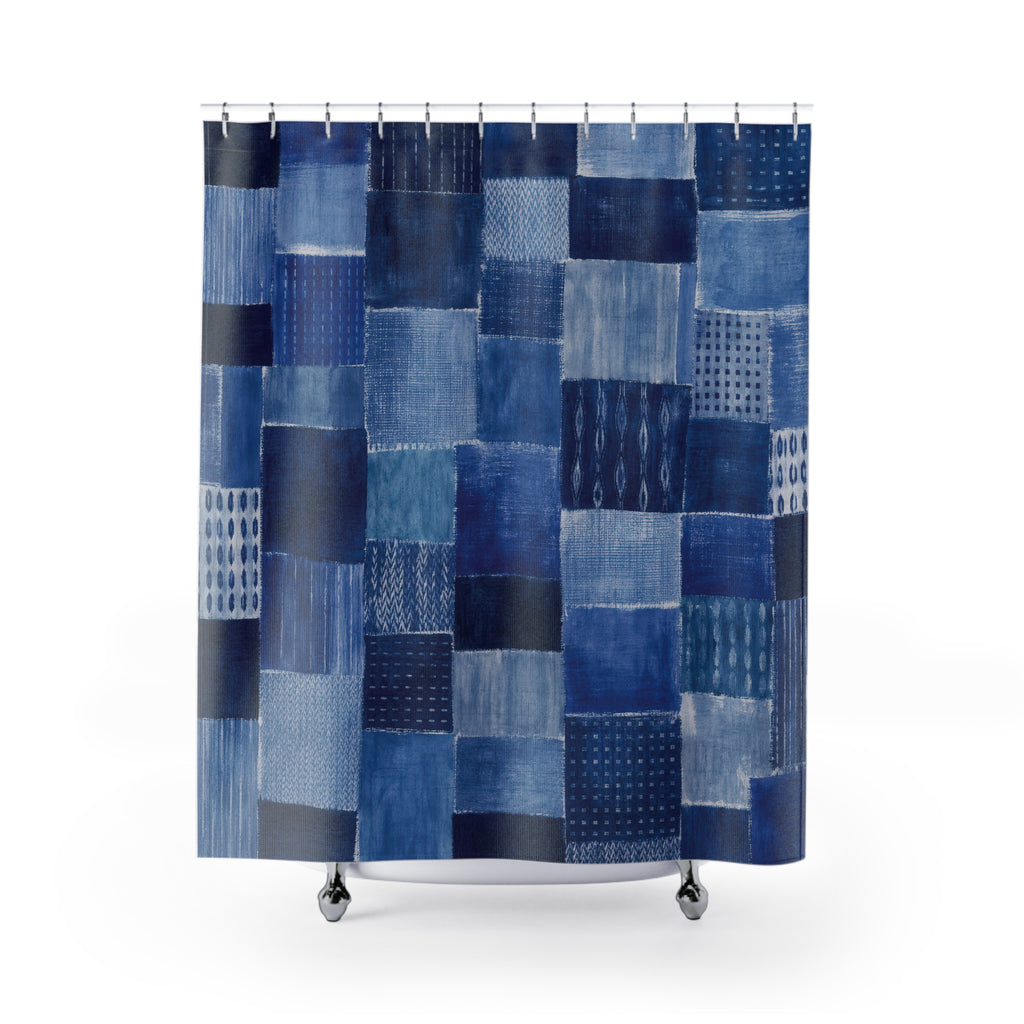 Blue Patchwork Shower Curtain