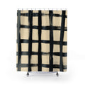 Black Cream Painted Grid Shower Curtain