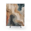 Rust Blue Gray Topographic Line Shower Curtain