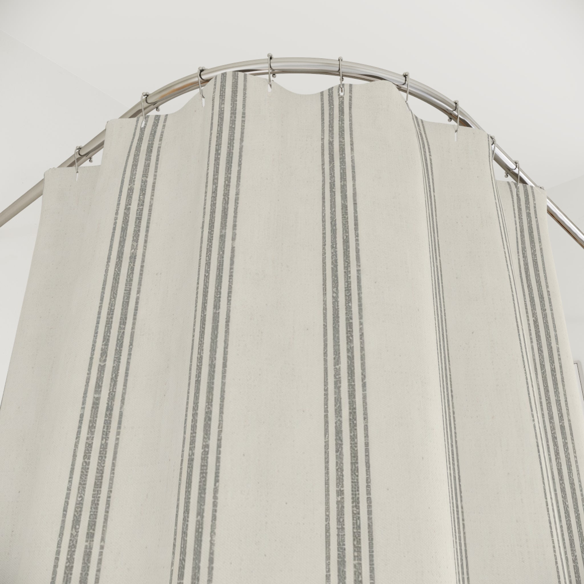 Pewter Grey Ticking Stripe Shower Curtain