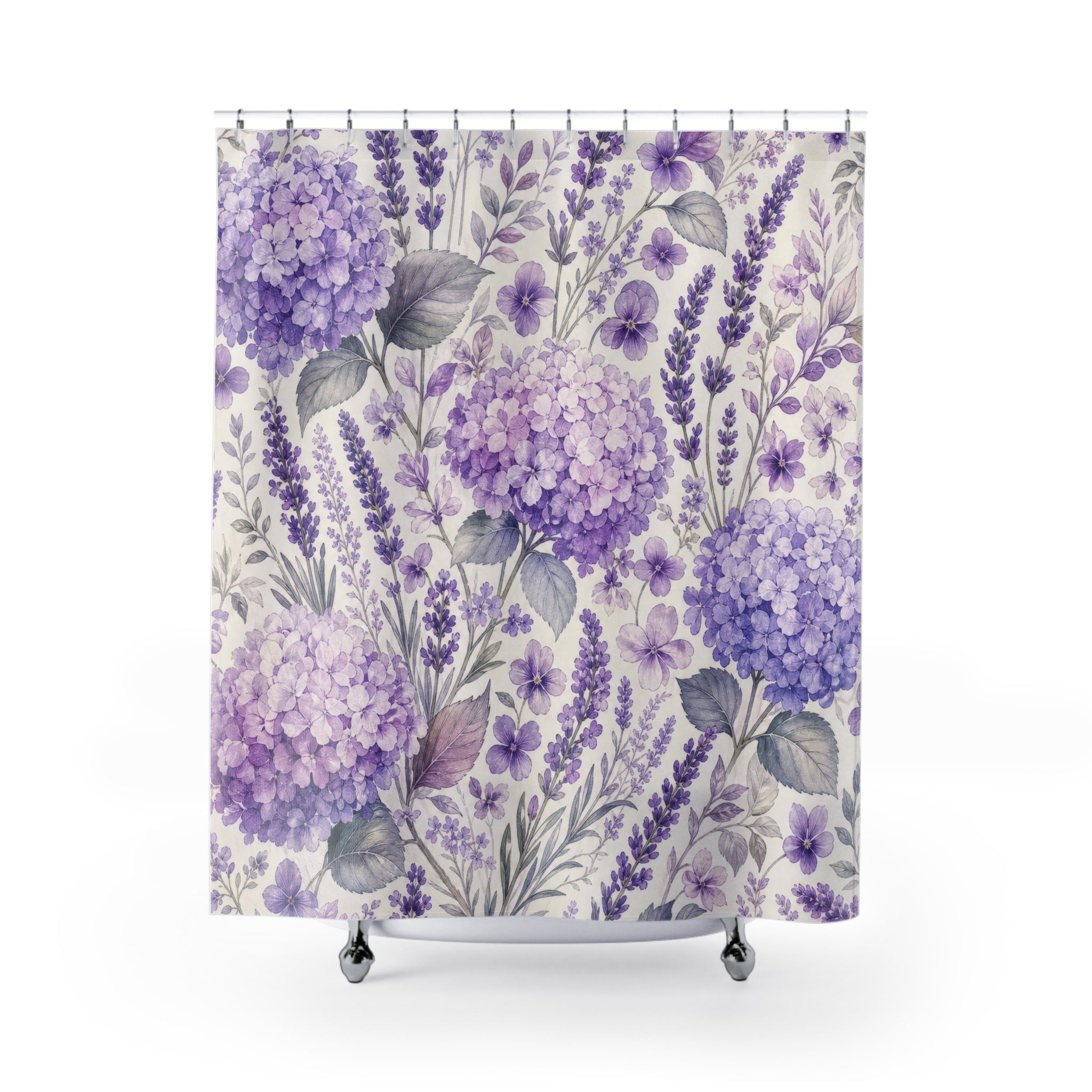 Purple Hydrangea Floral Shower Curtain