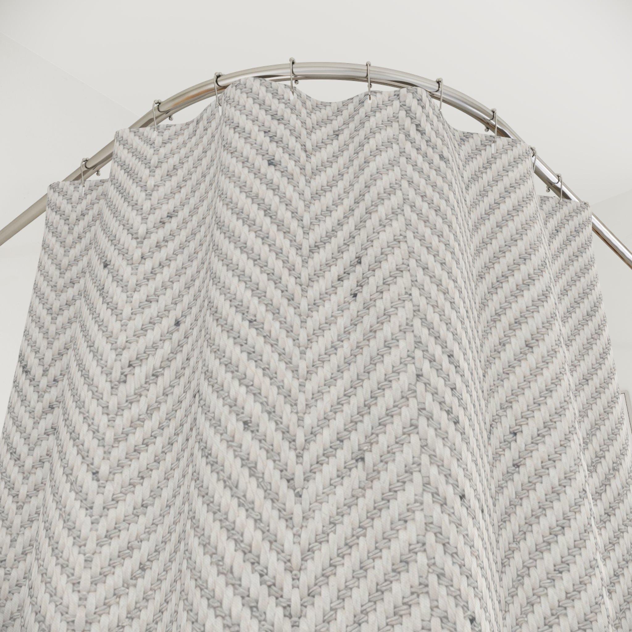 Grey White Herringbone Shower Curtain