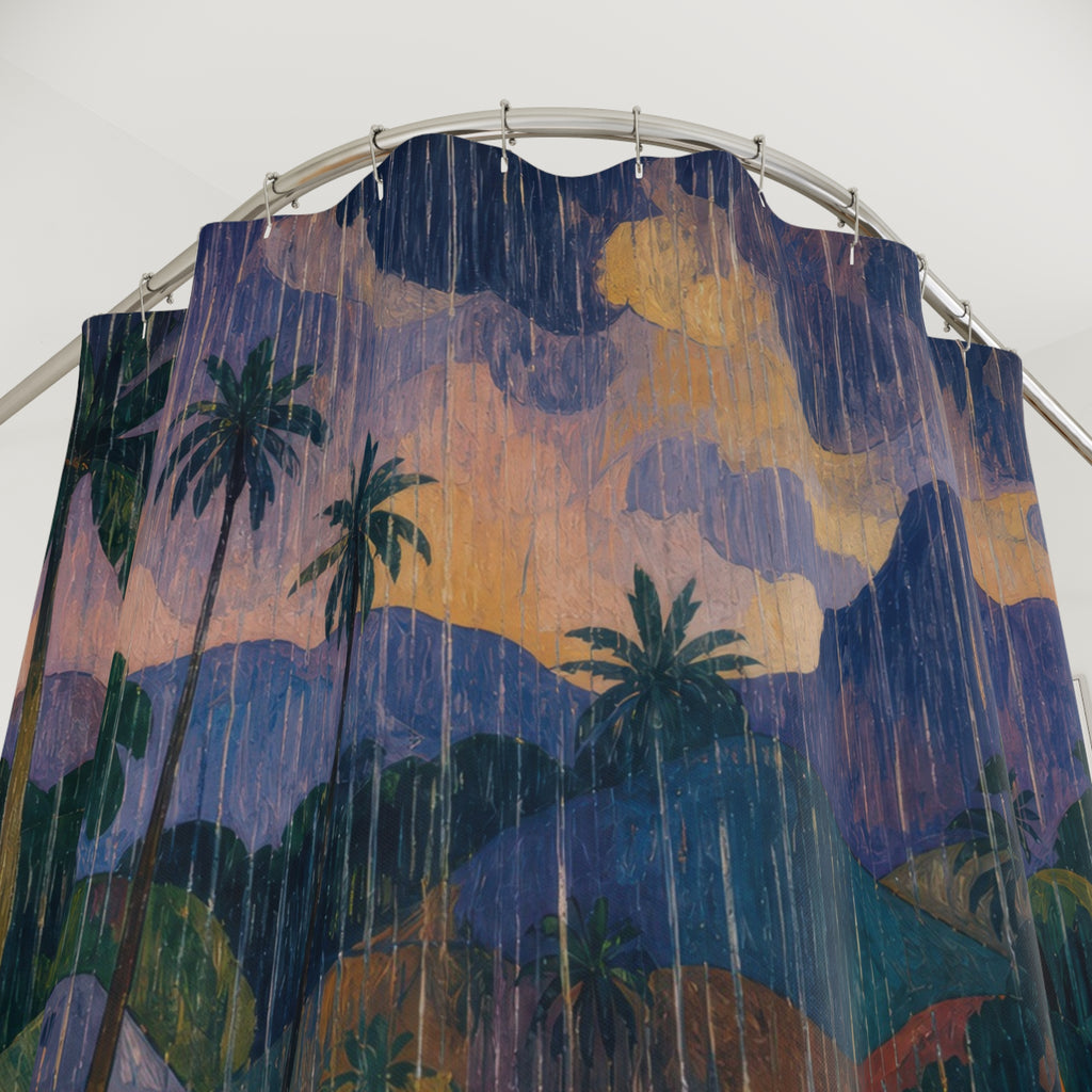 Monsoon Rain Landscape Print Shower Curtain