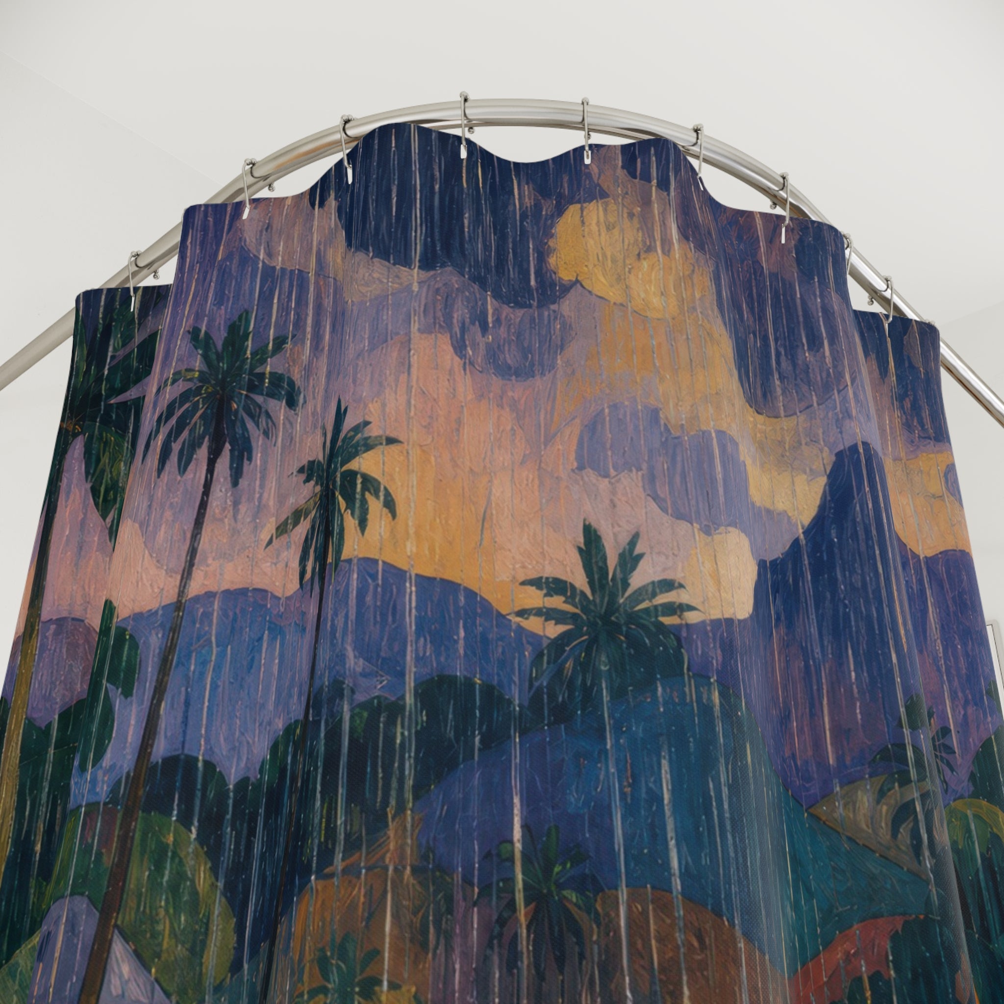 Monsoon Rain Landscape Print Shower Curtain
