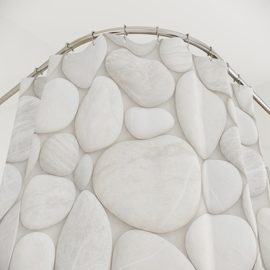 White Spa Pebble Shower Curtain