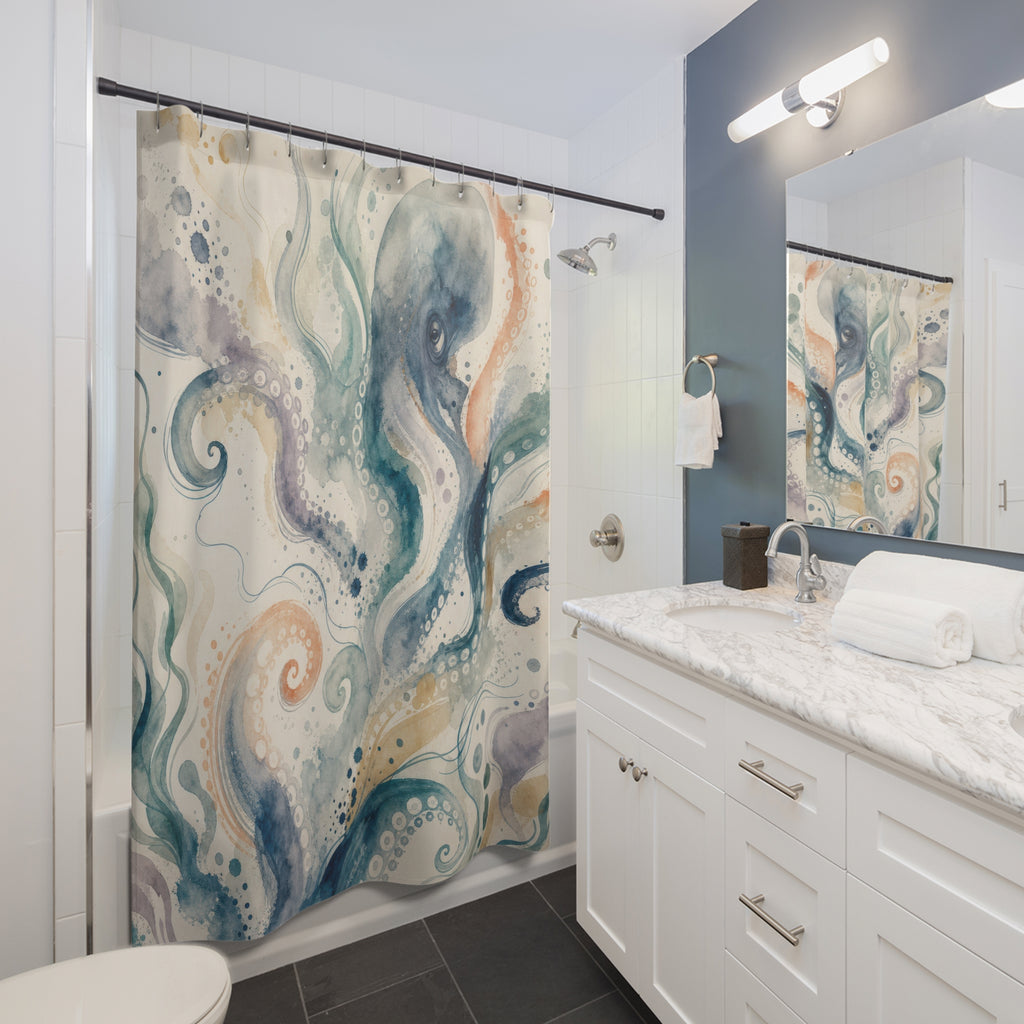 Octopus Ocean Nautical Shower Curtain