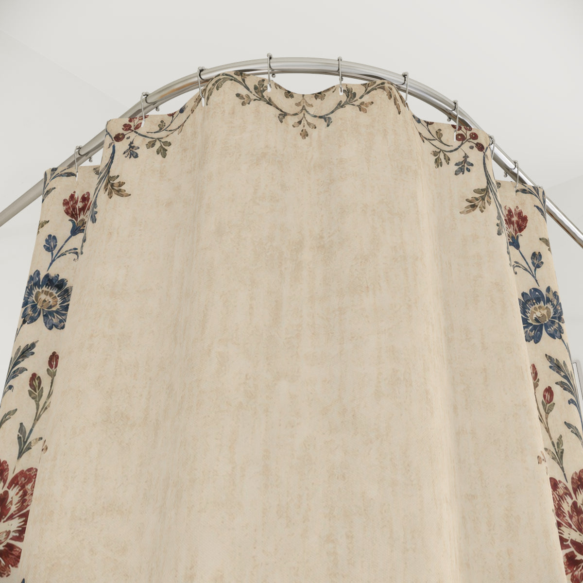 Farmhouse Border Vintage Floral Shower Curtain