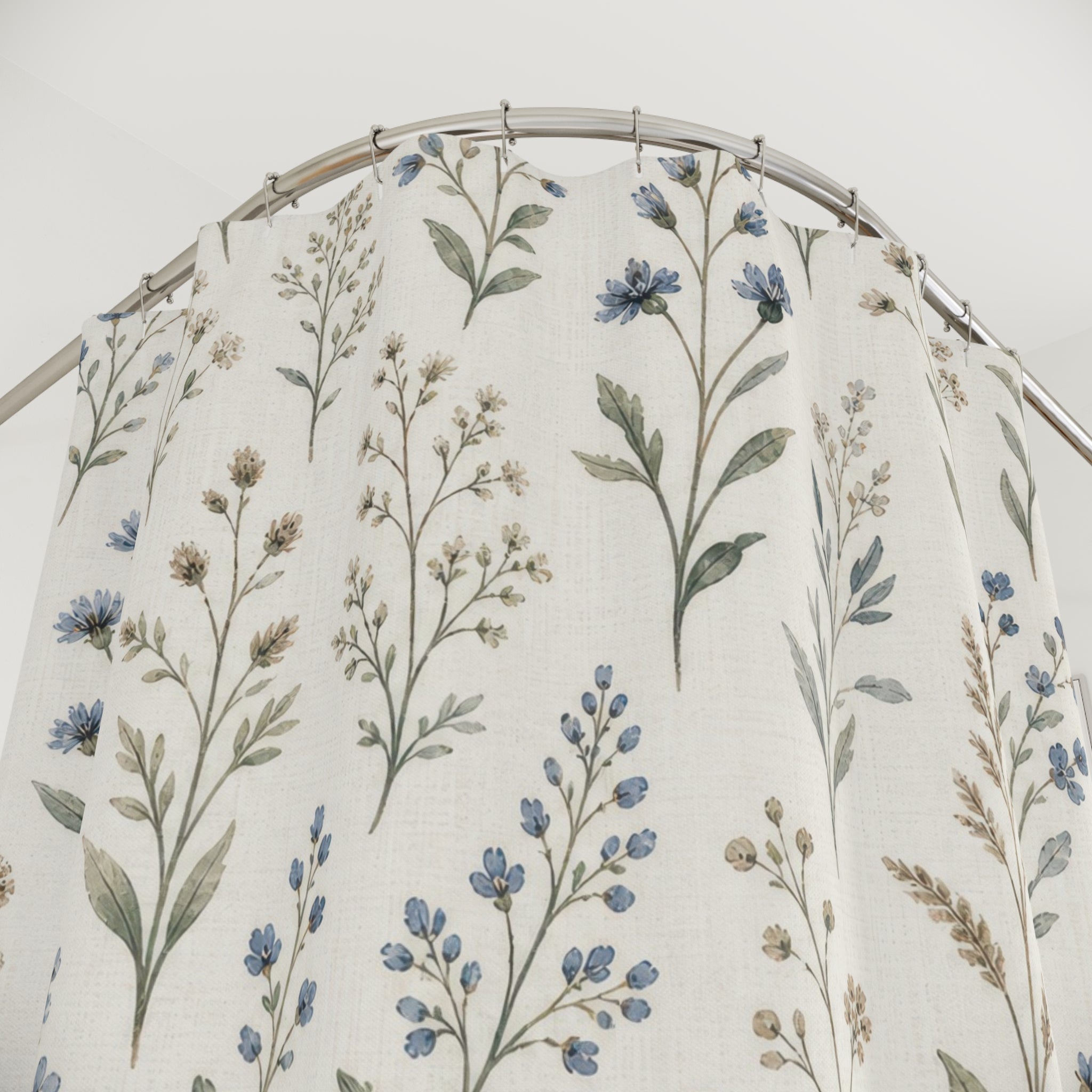 Blue Flower Meadow Shower Curtain