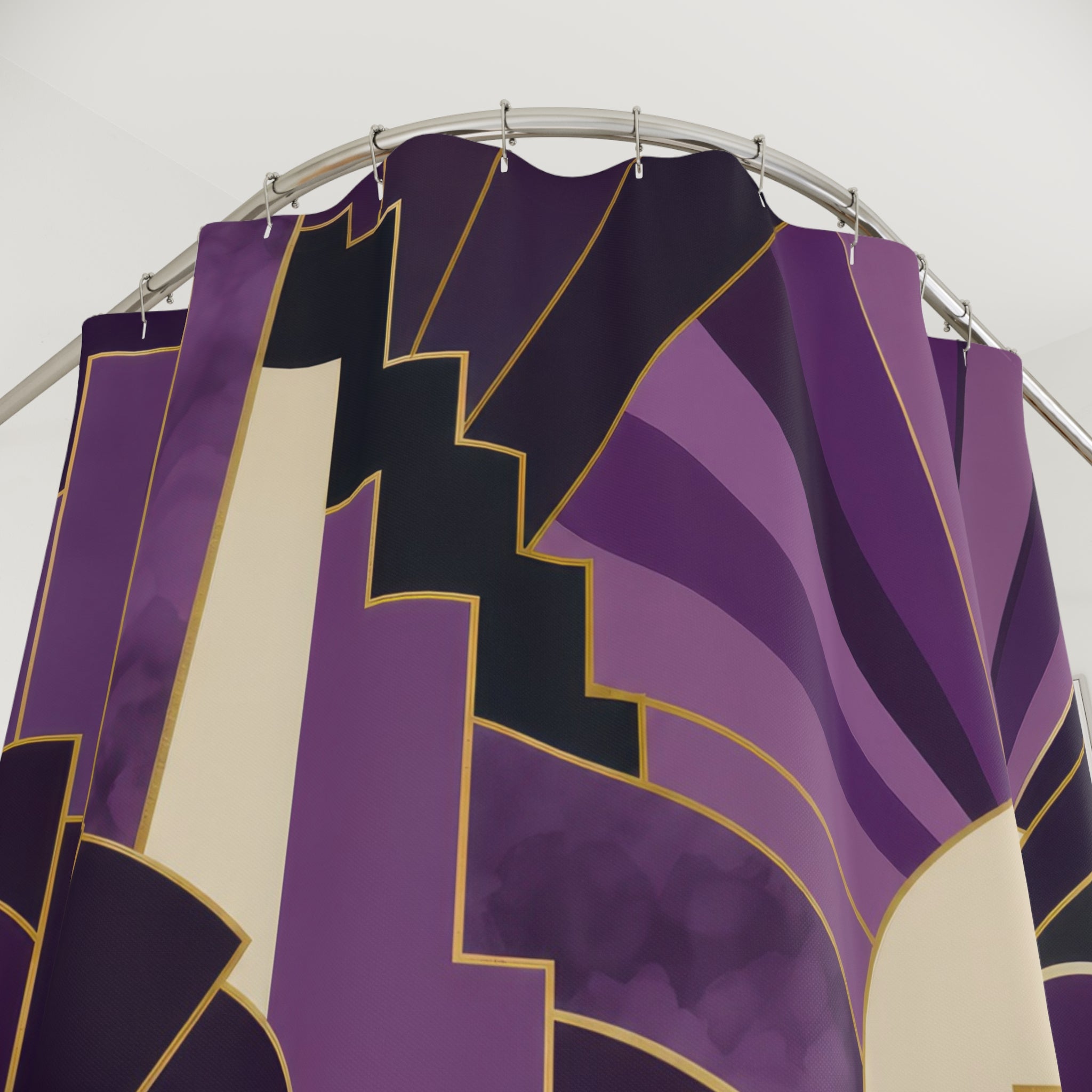 Plum Art Deco Fan Shower Curtain