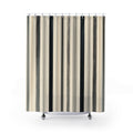Beige Ivory Narrow Vertical Stripe Shower Curtain