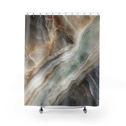 Agate decorative printed shower curtain with full front view