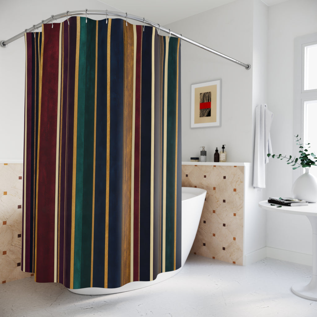 Dark Rainbow Vertical Stripe Shower Curtain