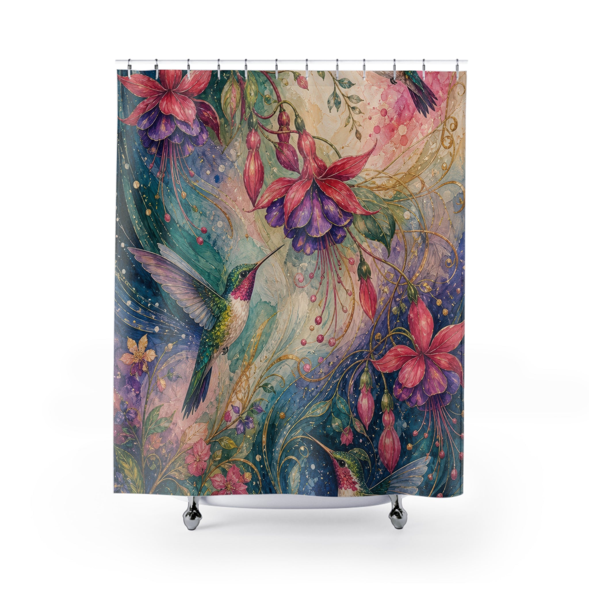 Hummingbird Fuchsia Current Shower Curtain