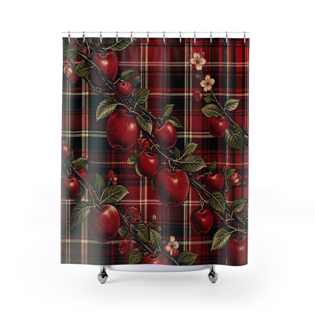Crimson Orchard Plaid Shower Curtain