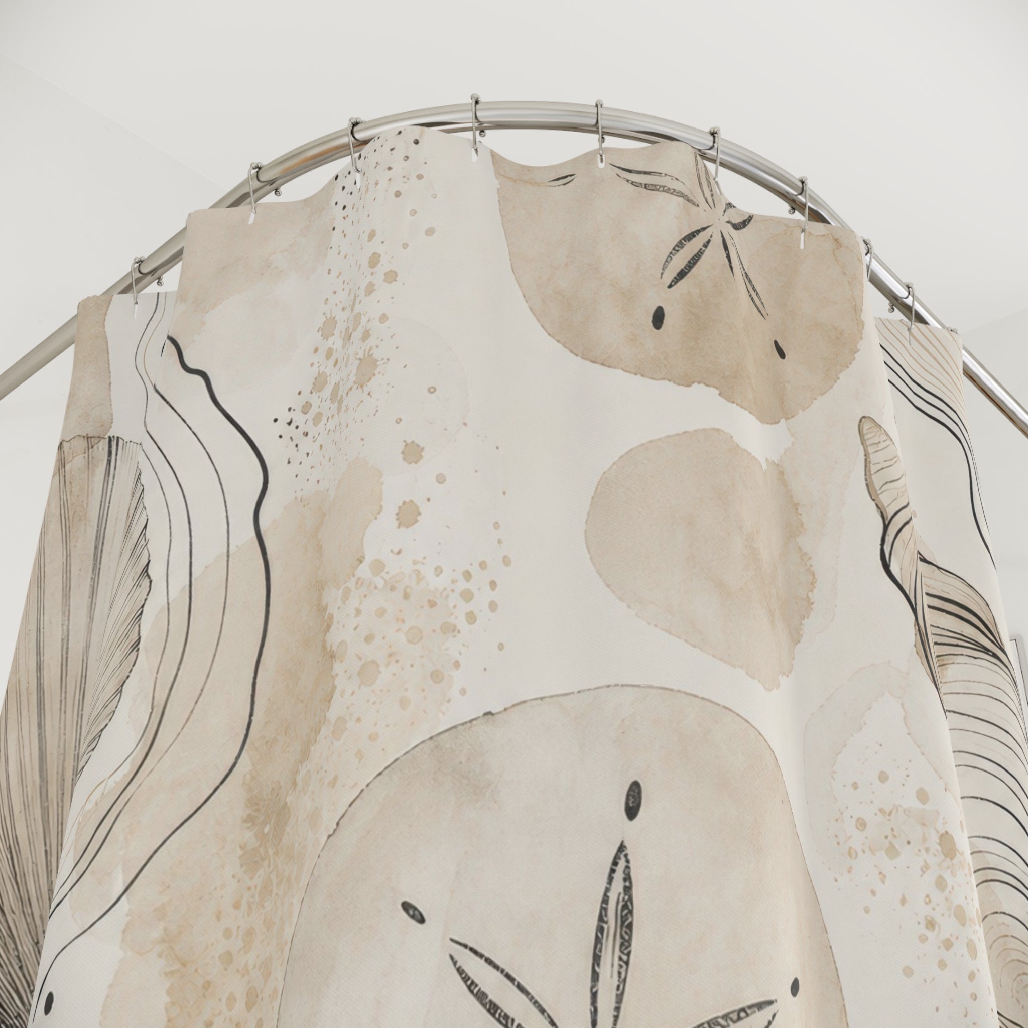 Beige Seashell and Sand Dollar Shower Curtain