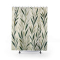 Green Leaf Shower Curtain, Sage Botanical Willow Pattern, Bamboo Style Leaves Bath Decor, Fresh Natural Guest Bathroom Accent, Organic Style