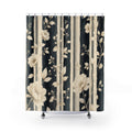 Cream Botanical Stripe Shower Curtain