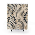 Black White Boho Mandala Floral Botanical Flower Shower Curtain