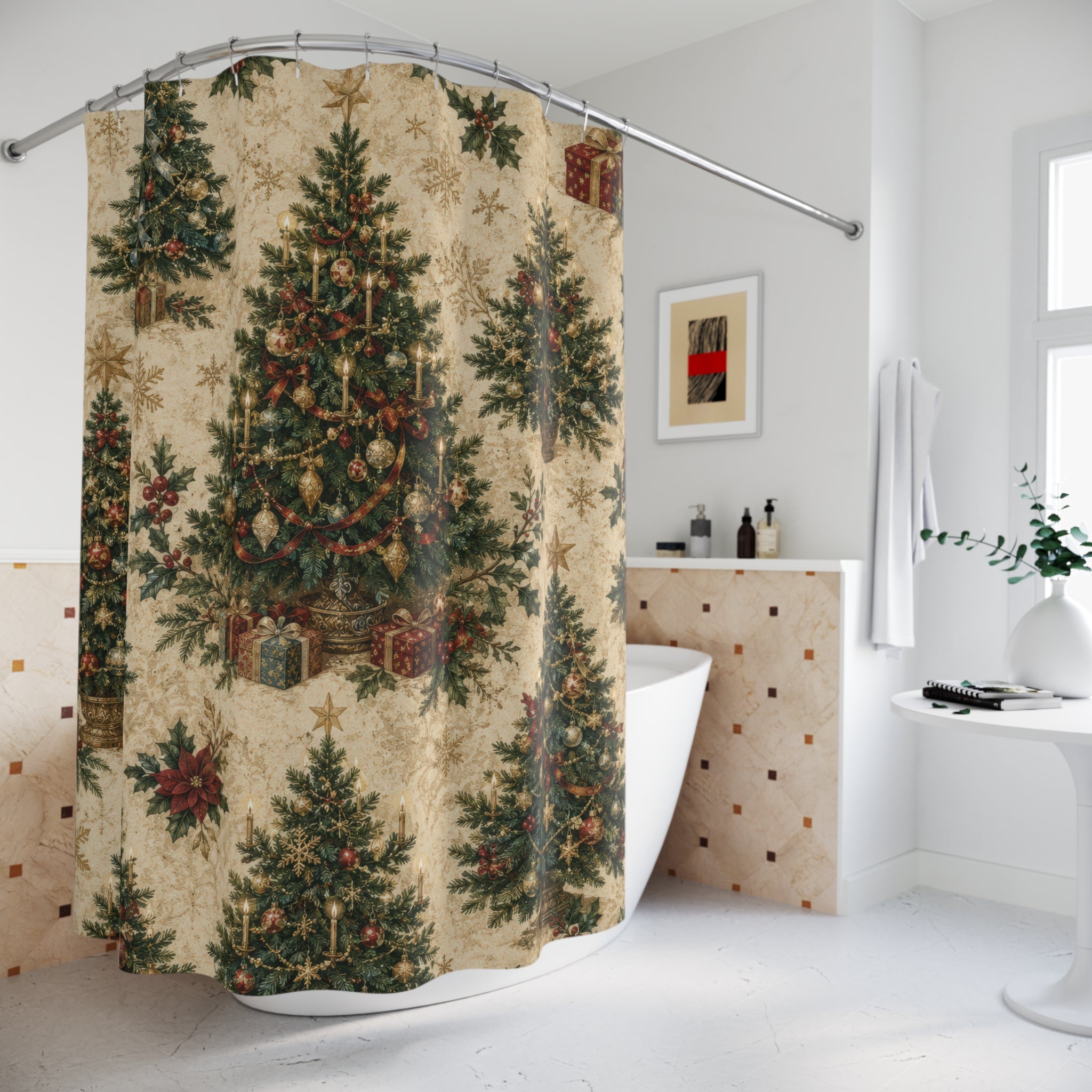 Christmas Shower Curtain: Vintage Christmas Tree