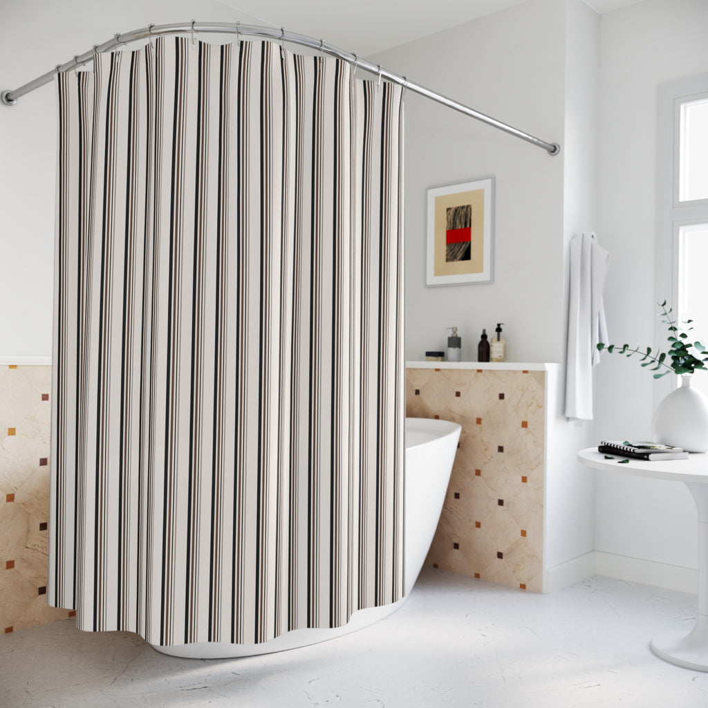 Black and Brown Earth Tone Striped Shower Curtain