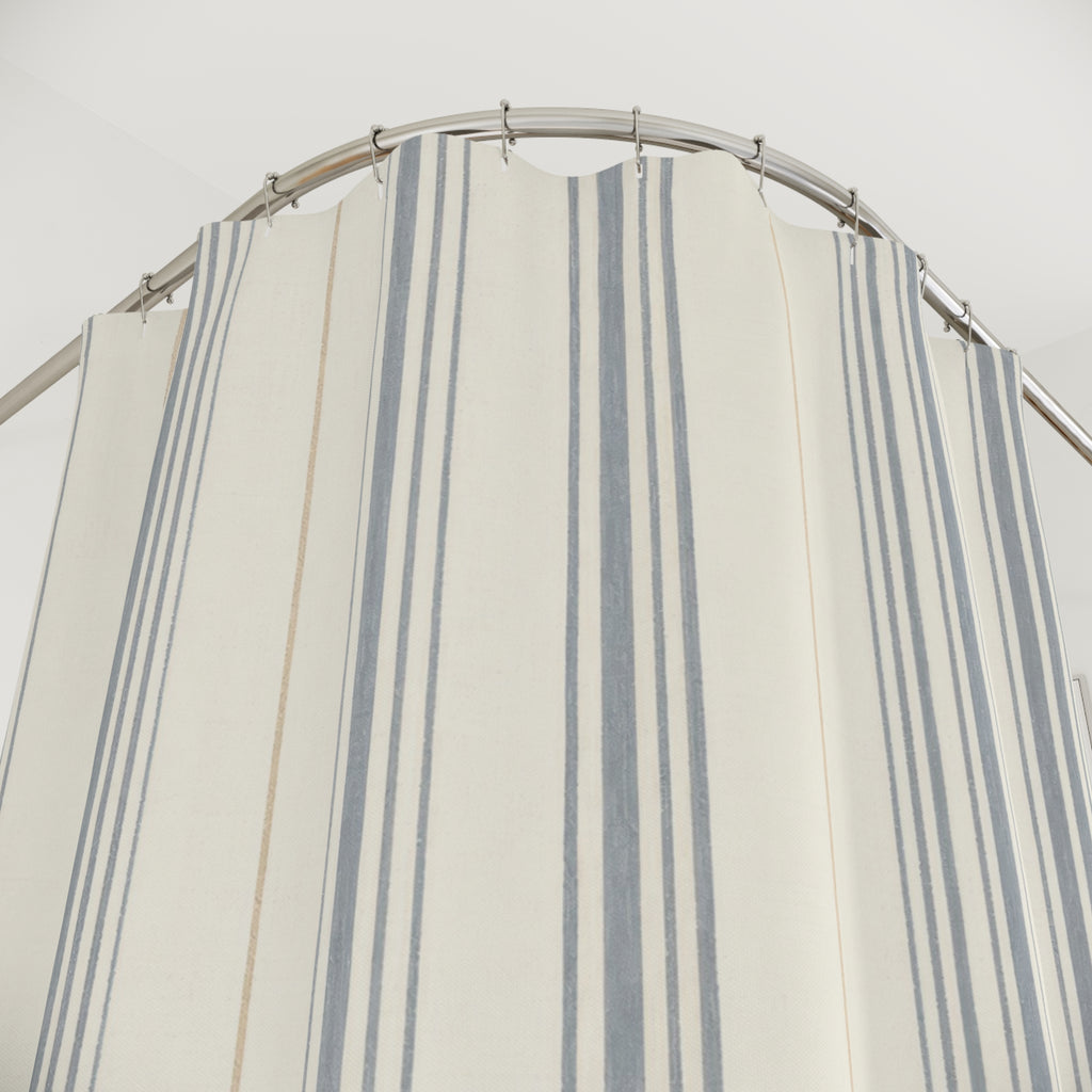Soft Blue Grey Pinstripe Shower Curtain