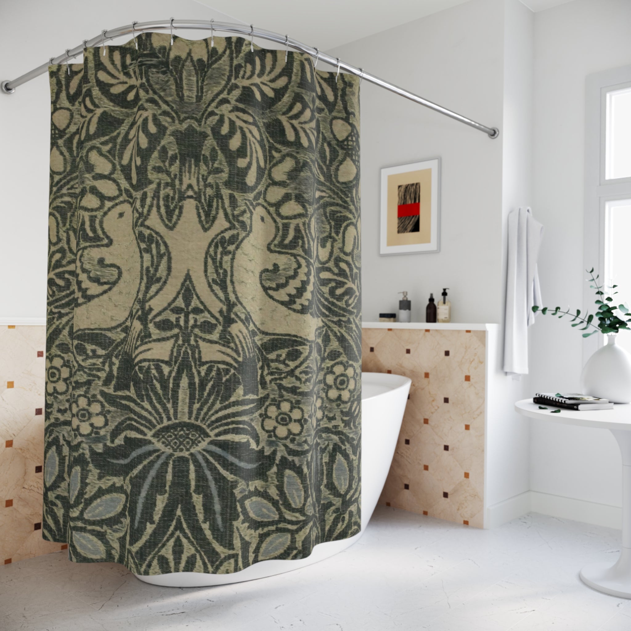 Morris Dove & Rose Shower Curtain – 1879 Olive Cream