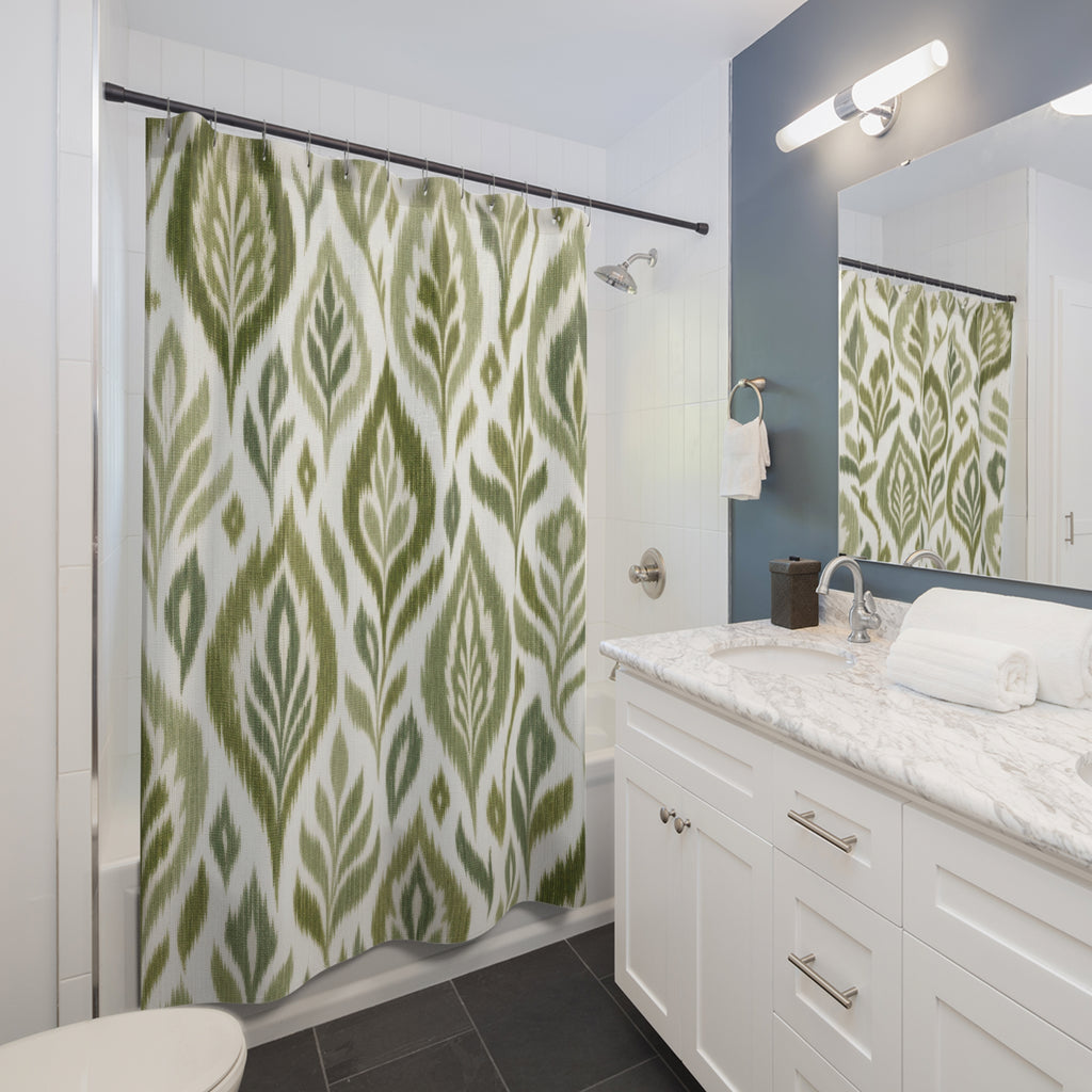 Ikat Leaf Shower Curtain