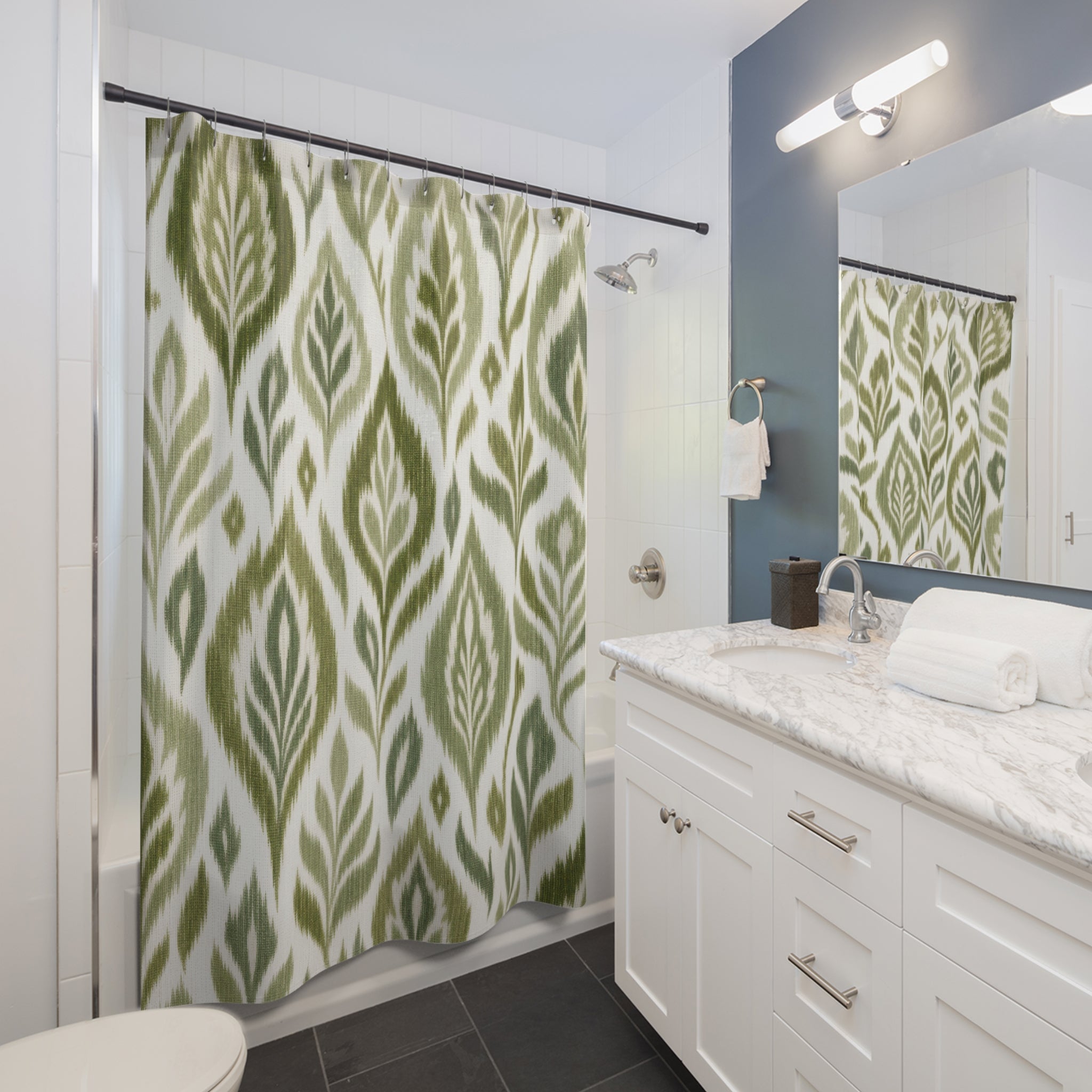 Ikat Leaf Shower Curtain