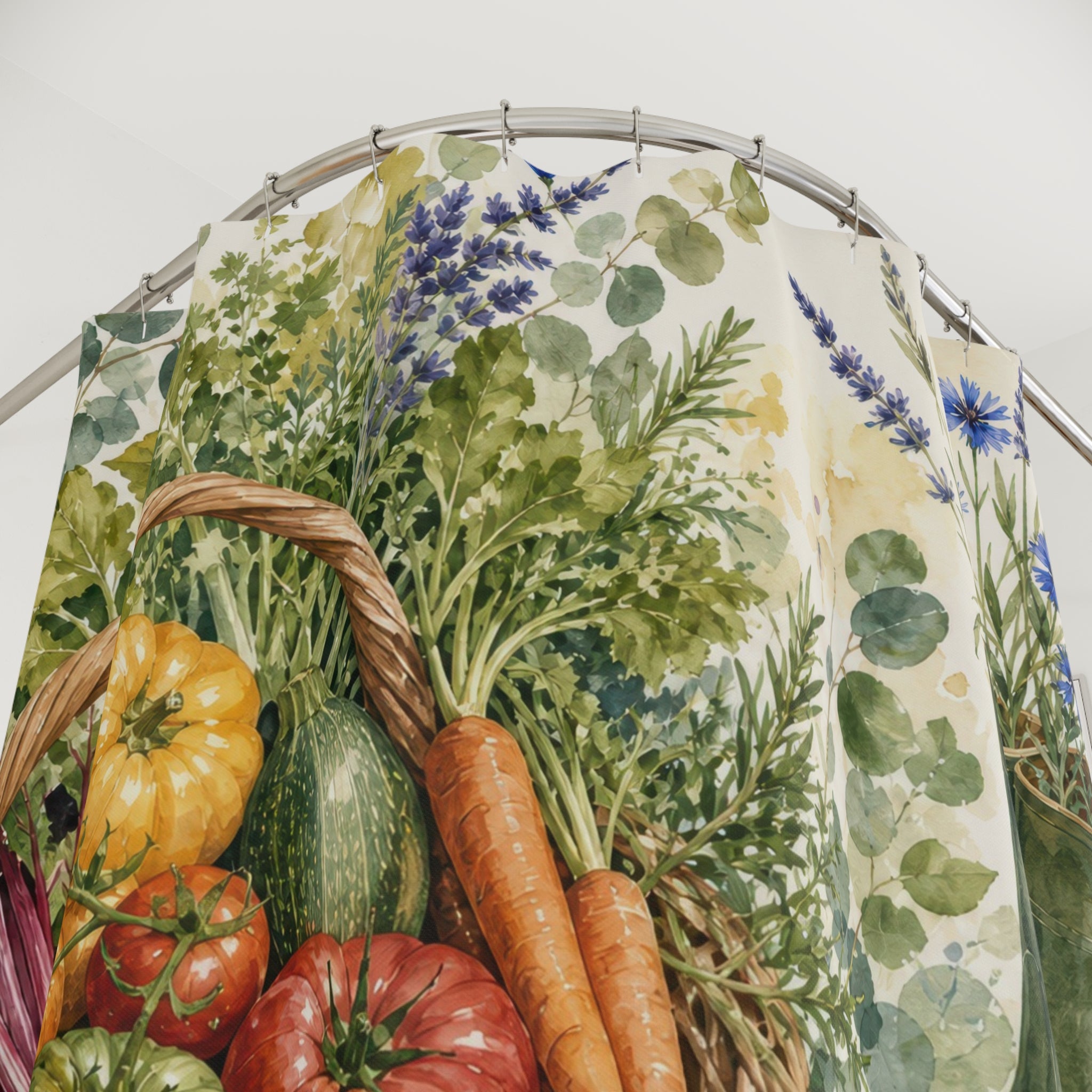 Watercolor Garden Harvest Shower Curtain