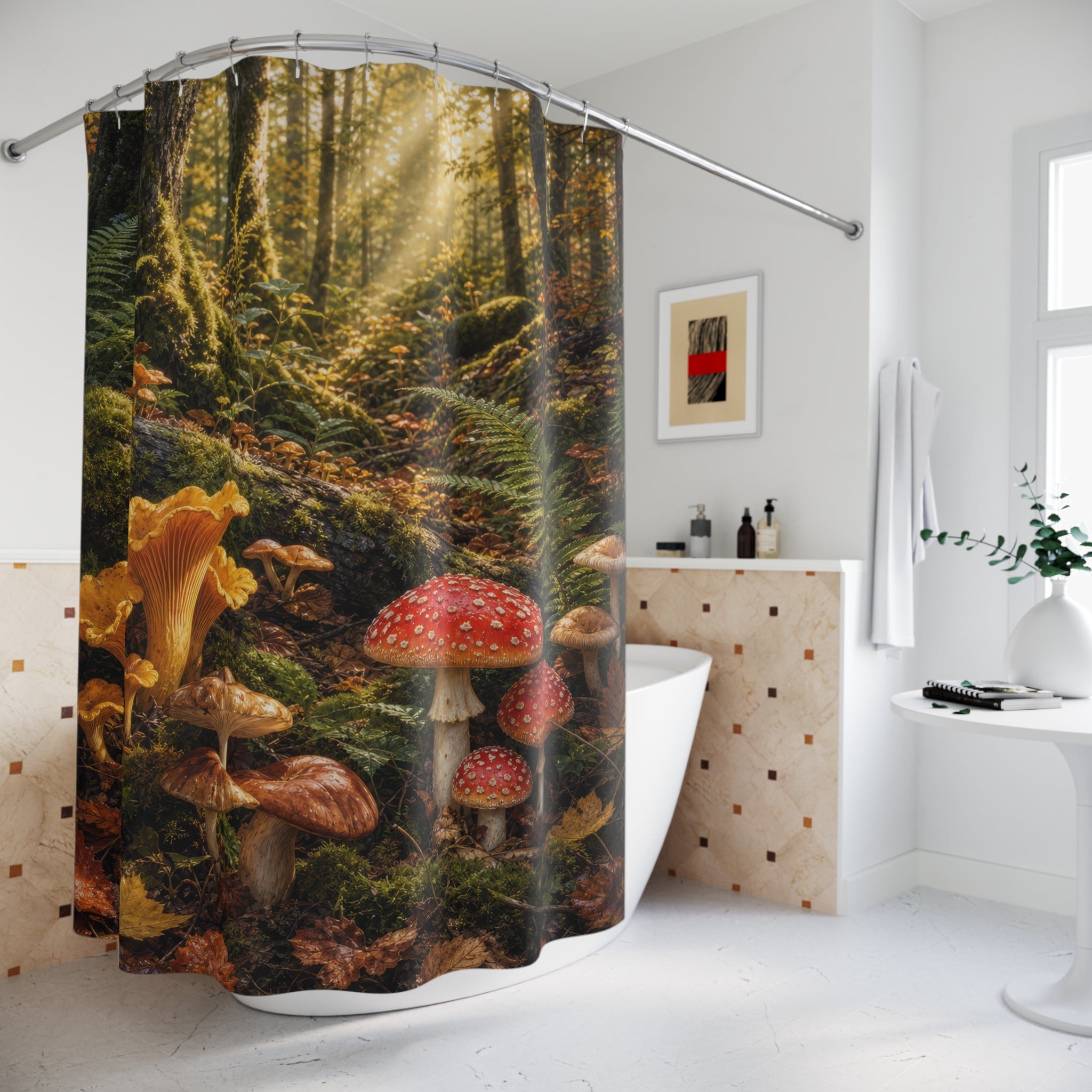 Mossy Mushroom Woodland Shower Curtain