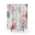 Red Gray Dot Abstract Watercolor Shower Curtain