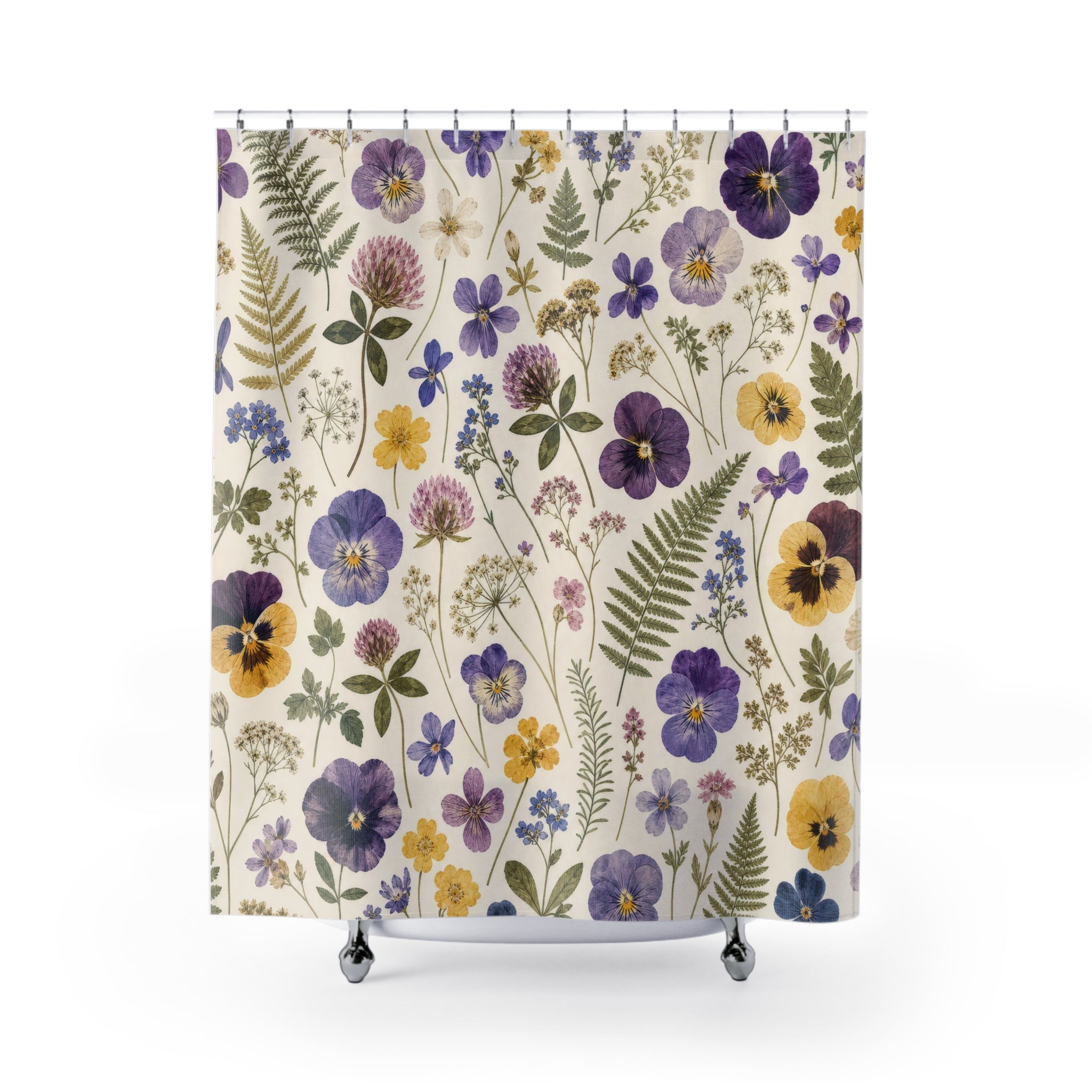 Purple Yellow Pansy Meadow Shower Curtain
