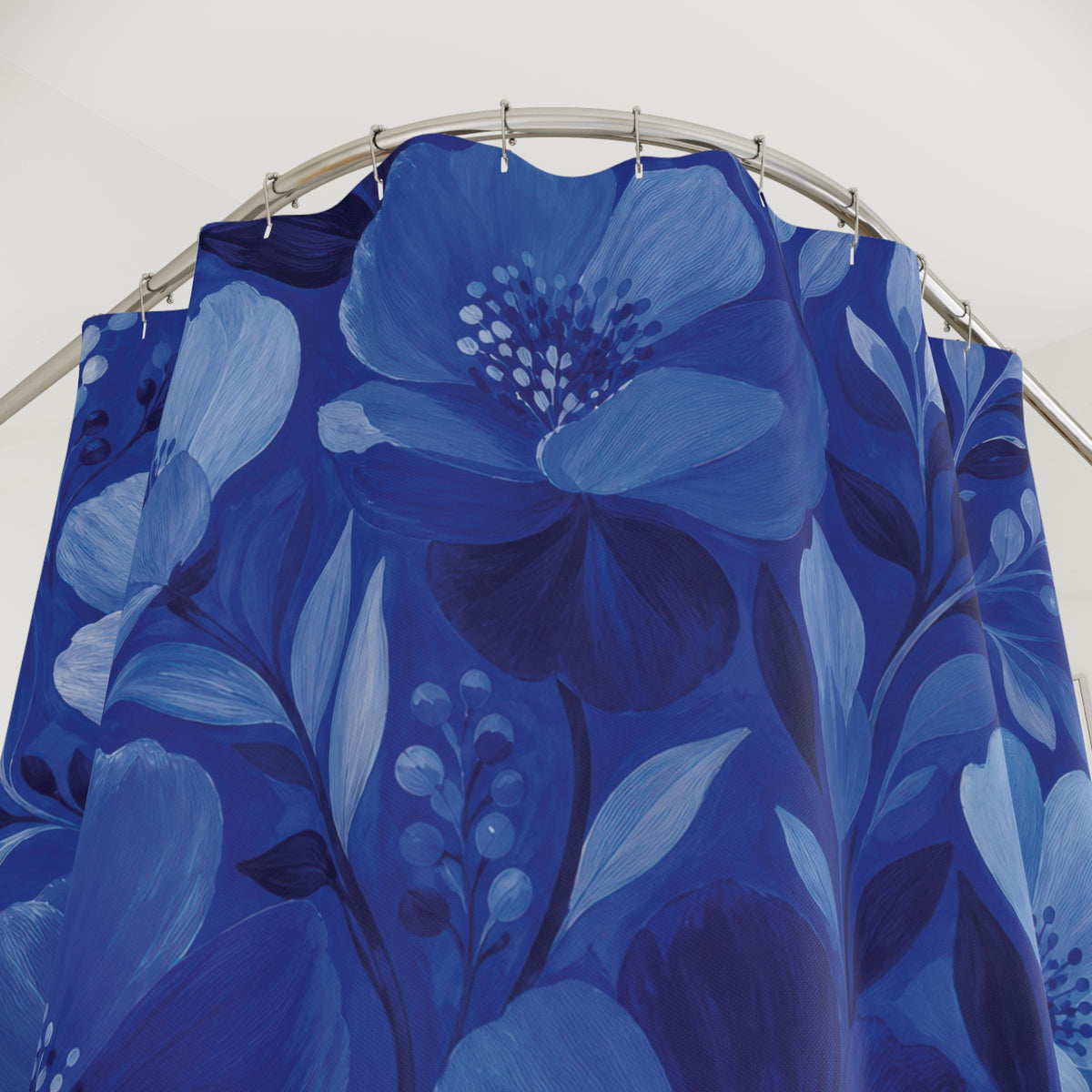 Blue Floral Shower Curtain