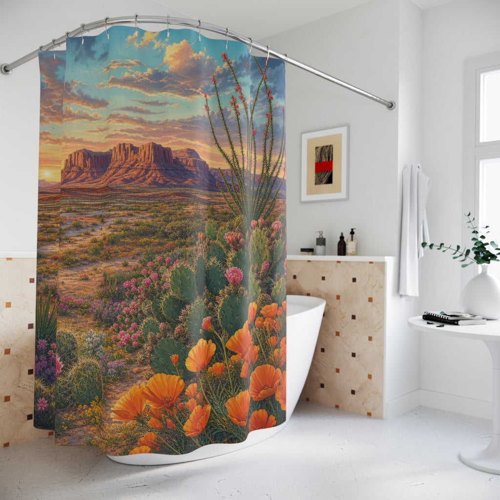 Desert Superbloom Mesas Shower Curtain